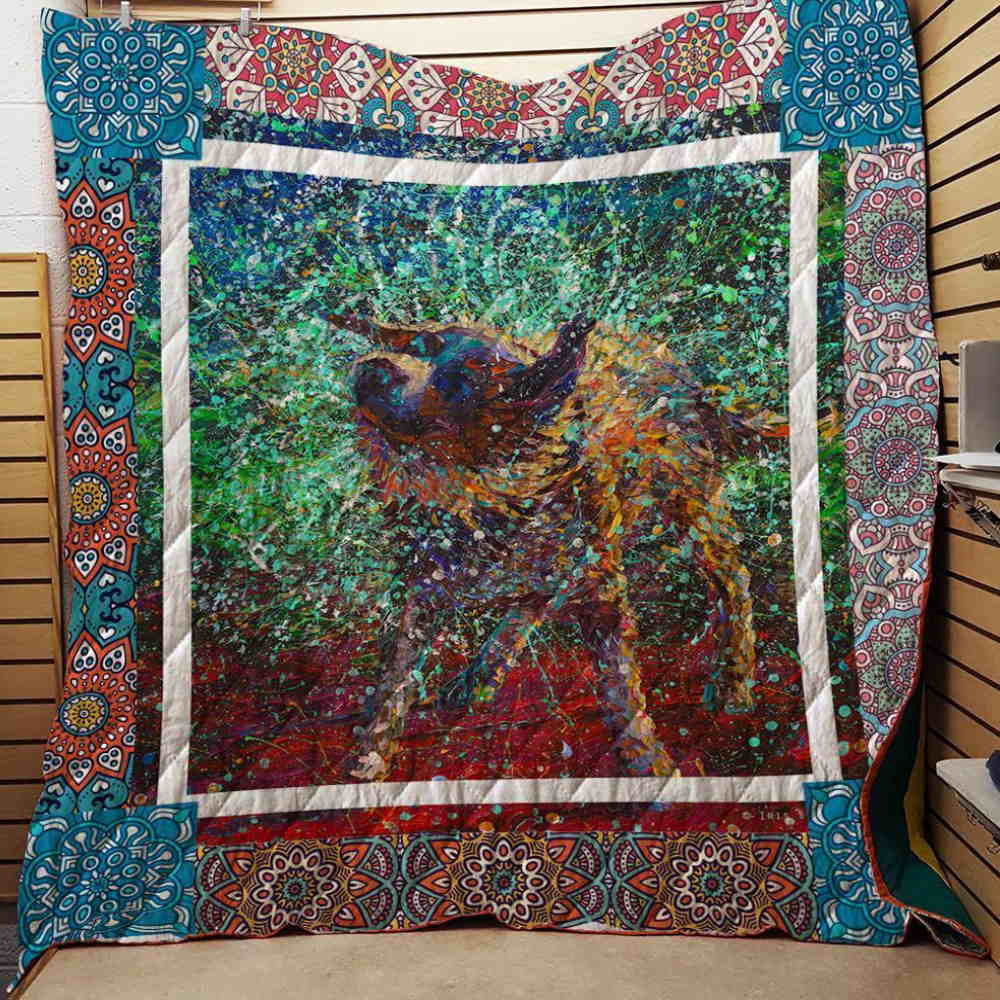 Iris Scott Dog Painting Quilt Blanket