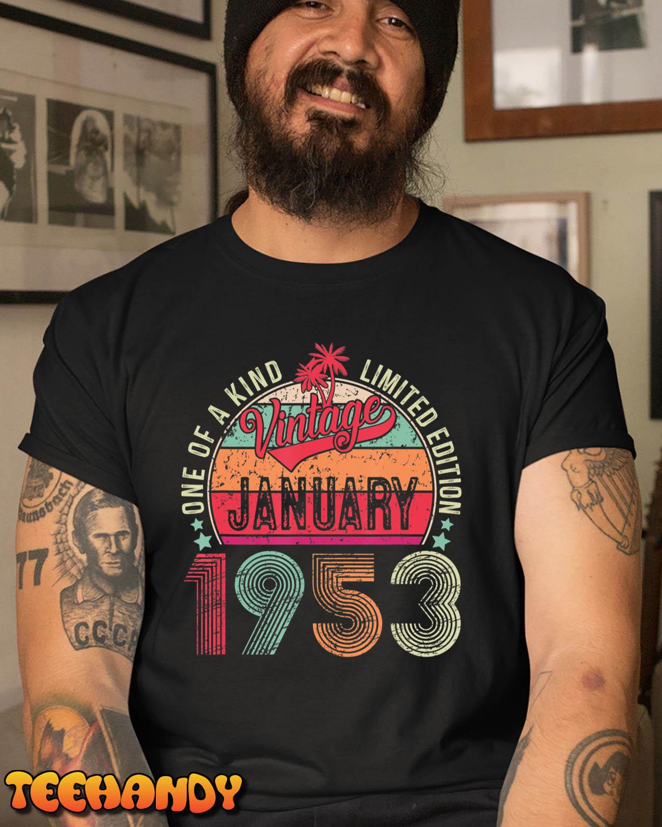 January 1953 Vintage 70 Years Old Retro 70th Birthday Gift T-Shirt