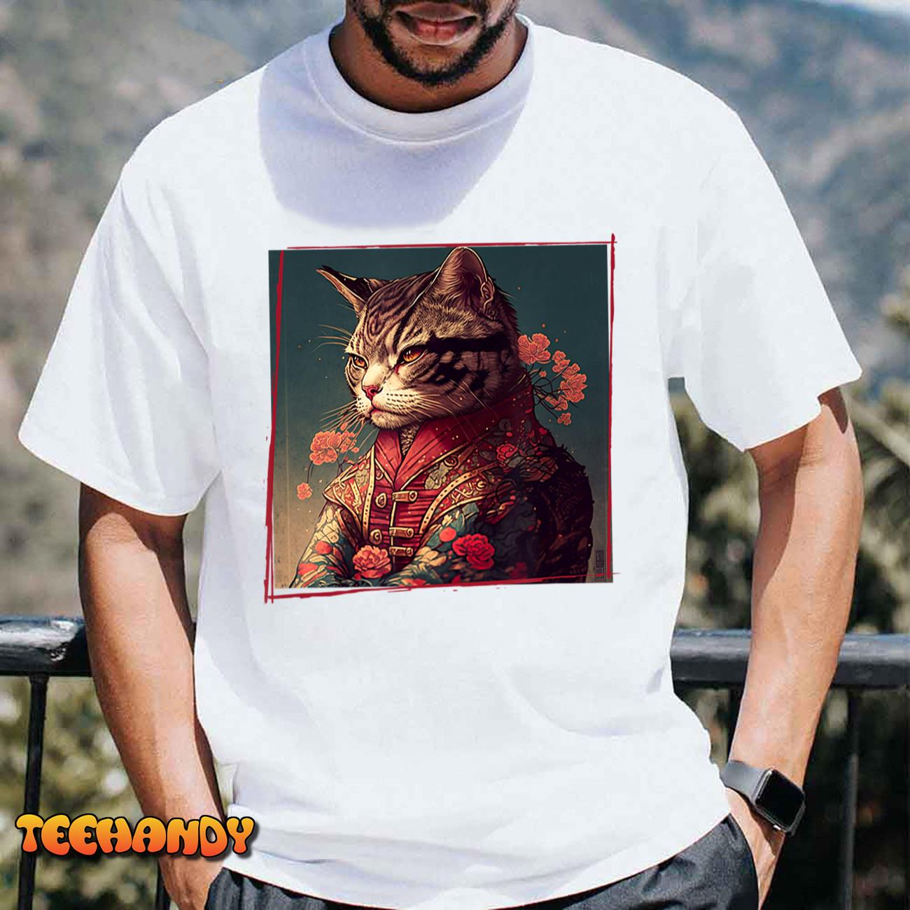 samurai cat t shirt