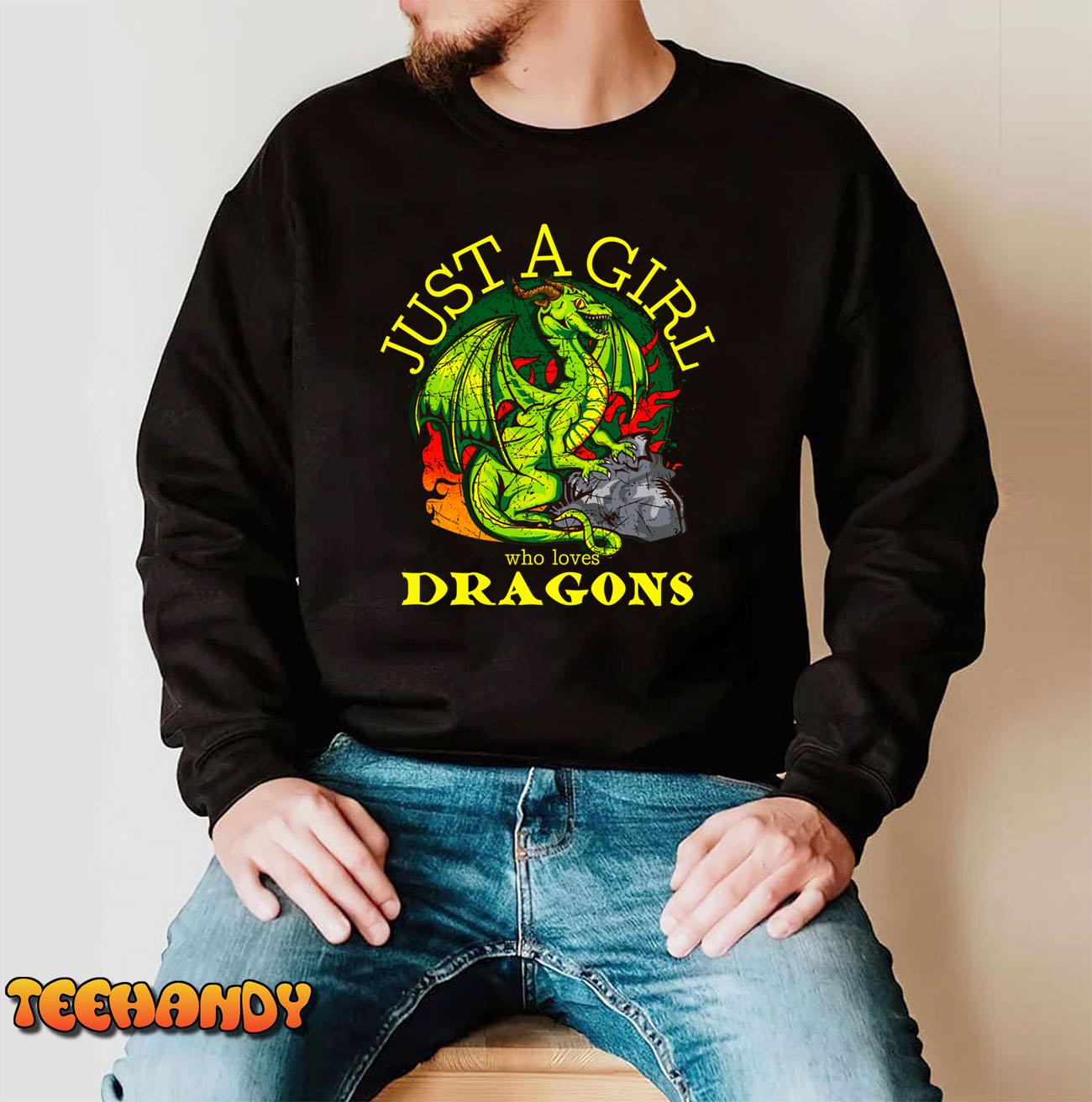 Just A Girl Who Loves Dragons Fantasy Graphic Design Gift Pullover Hoodie