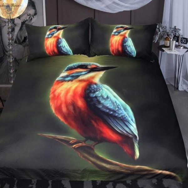 Kingfisher By Khaliaart Designer 3D Bedding Set