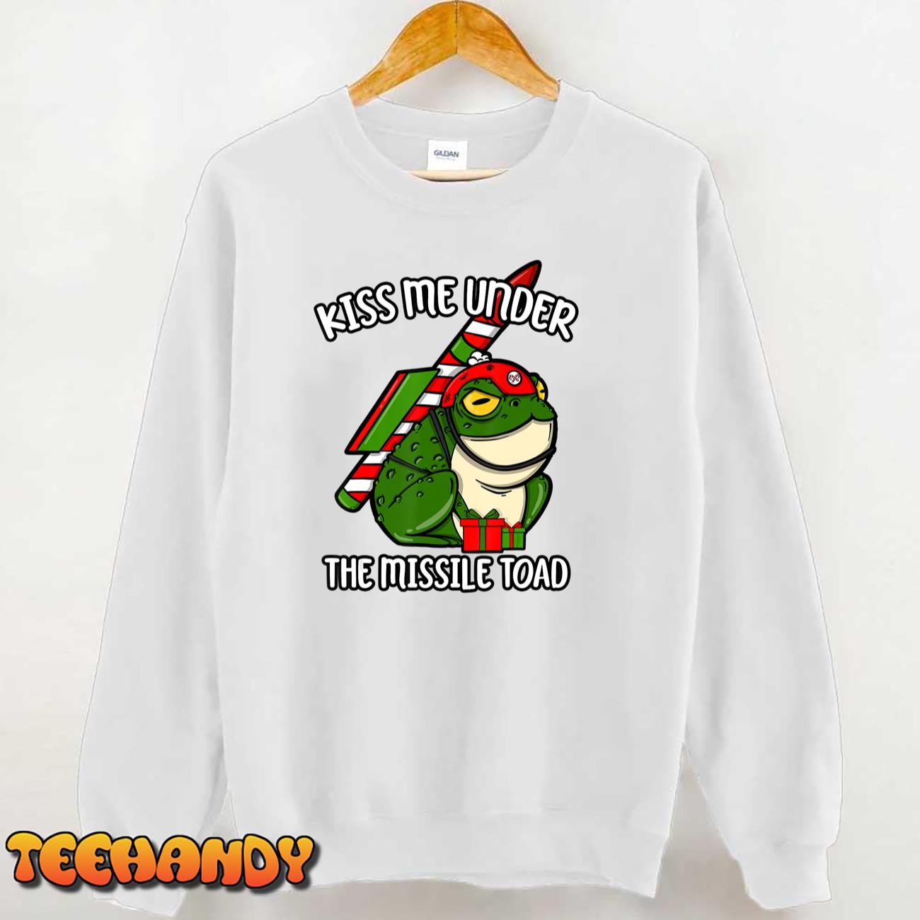 Kiss Me Under The Missile Toad Funny Christmas Holiday Joke T-Shirt