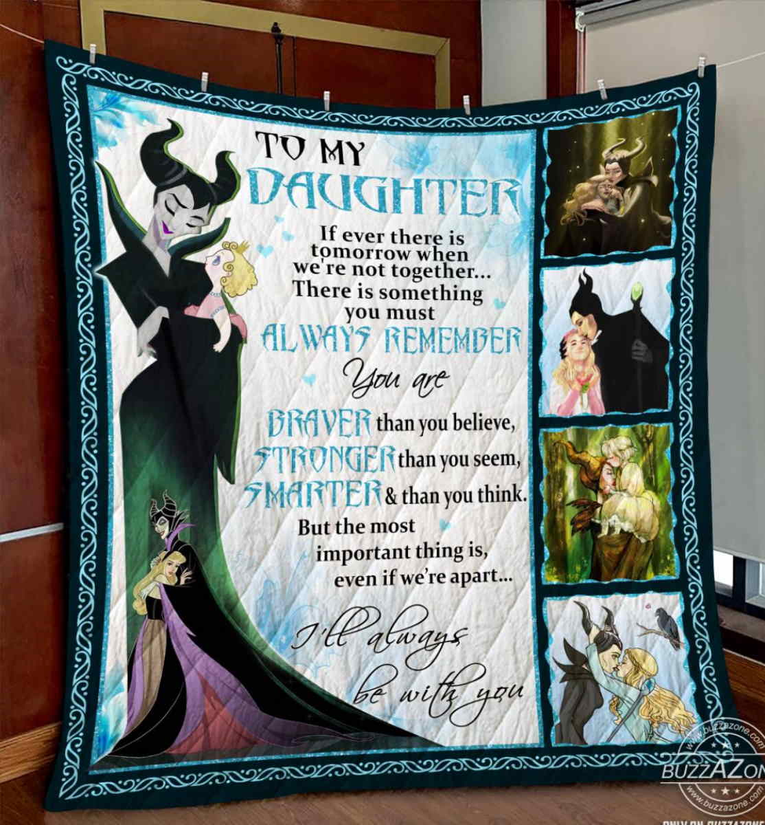 Maleficent Daughter Mom Stronger Braver Smarter Quilt Blanket