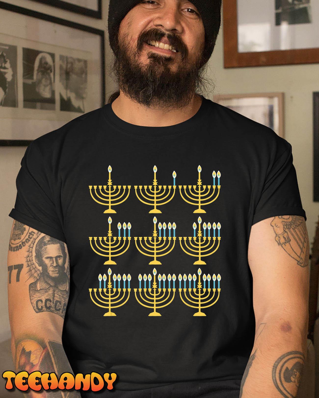 Menorah Hanukkah Challah Days Funny Pajama Family Matching T-Shirt