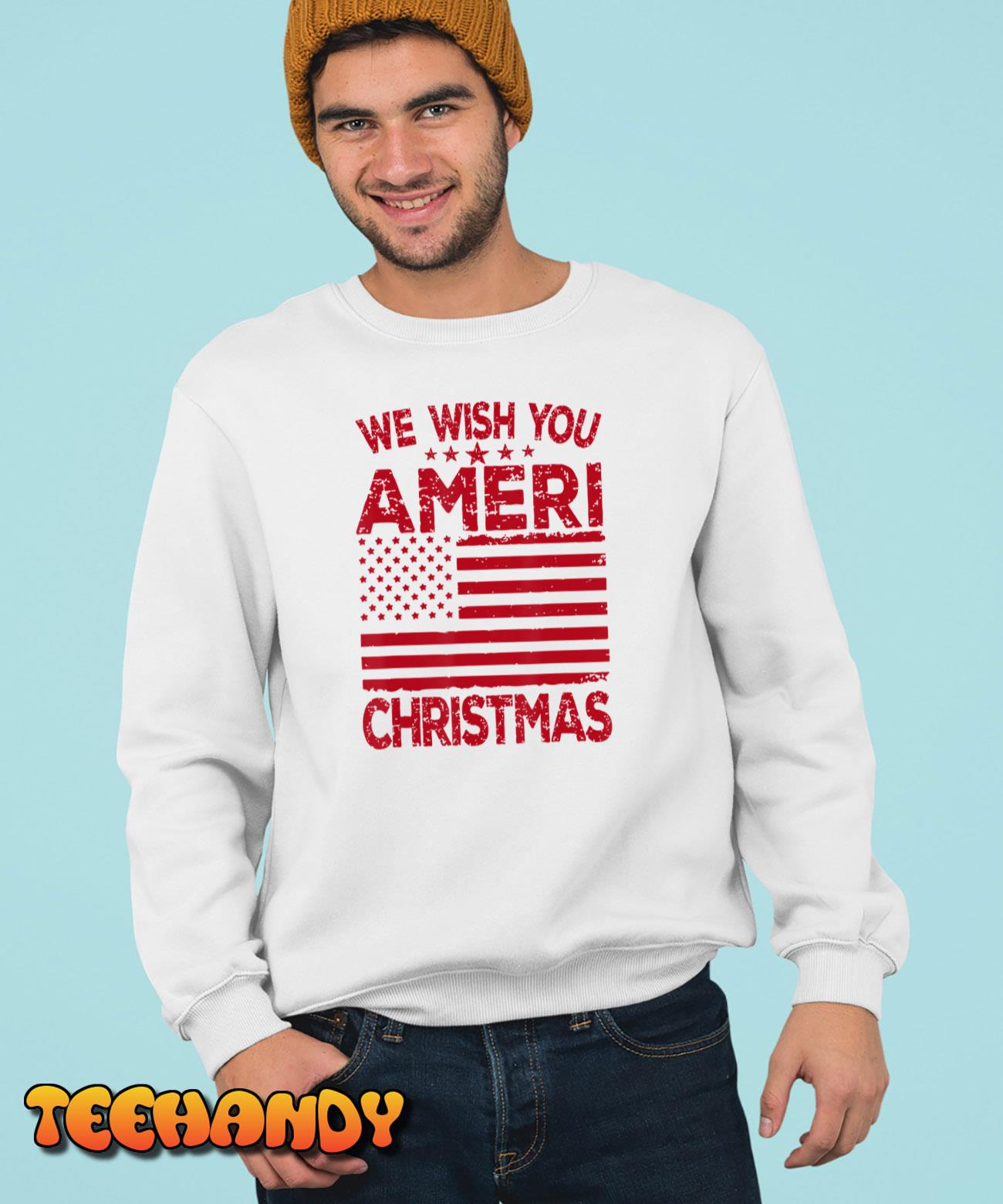 Mens Wish You Ameri Christmas Funny USA Patriotic T-Shirt