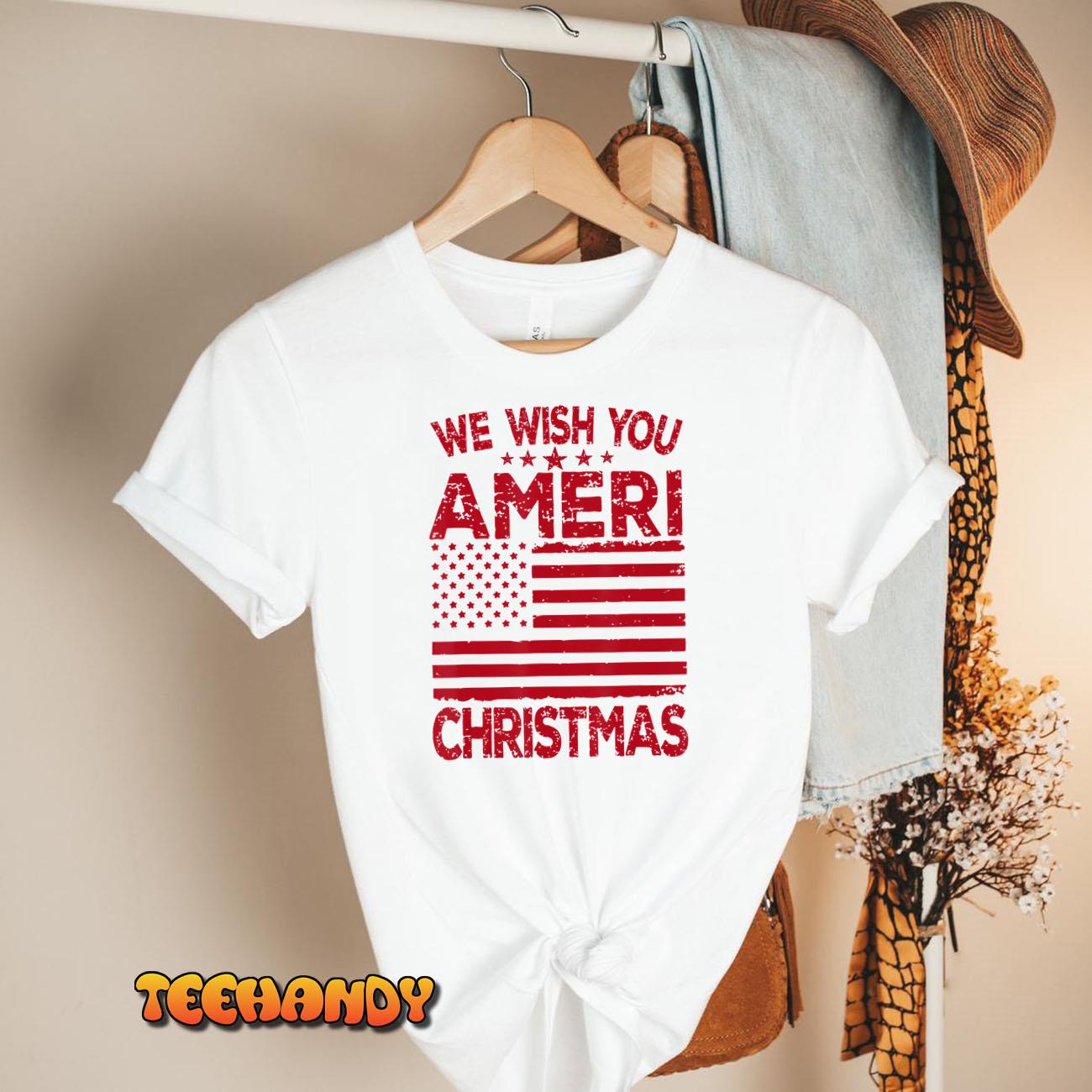 Mens Wish You Ameri Christmas Funny USA Patriotic T-Shirt