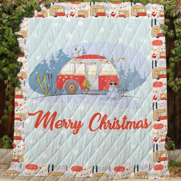 Merry Christmas Camper 3D Quilt Blanket