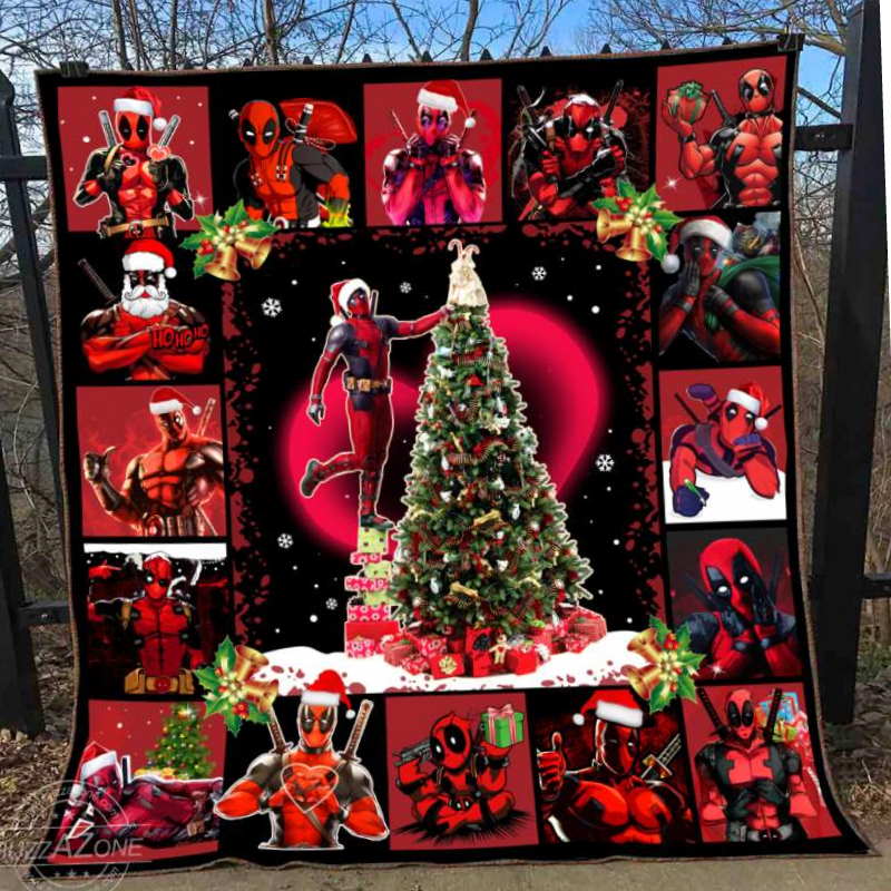 Merry Christmas Deadpool Quilt Blanket