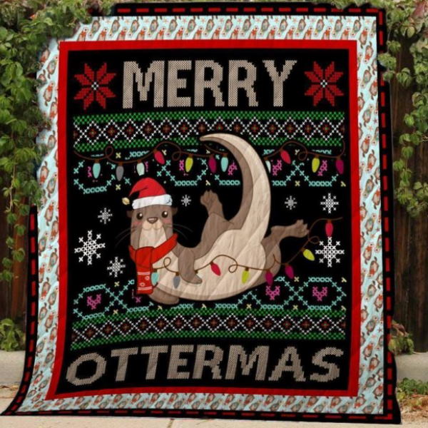 Merry Ottermas 3D Quilt Blanket