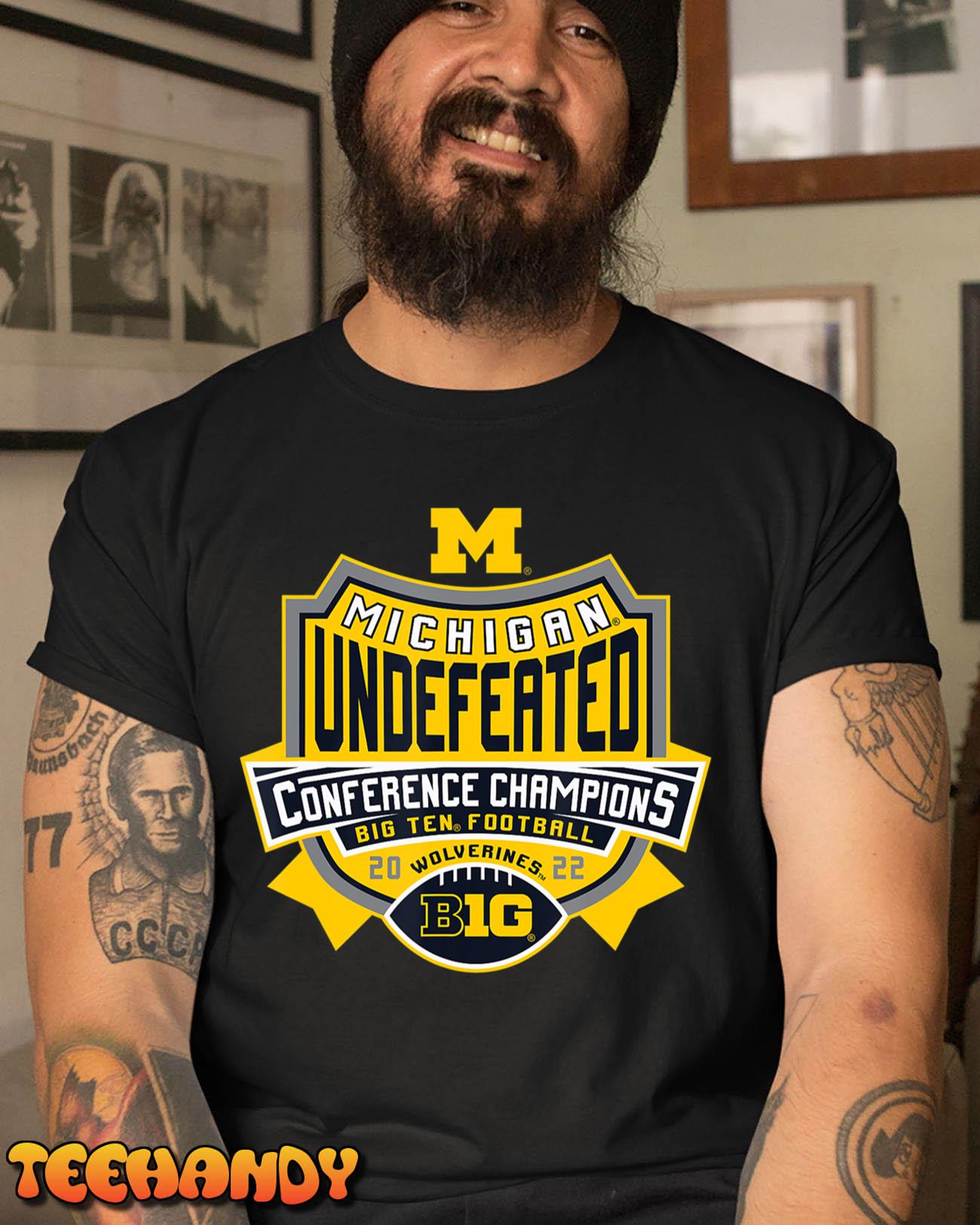 Michigan Wolverines Big Ten Champs 2022 Undefeated Navy T-Shirt