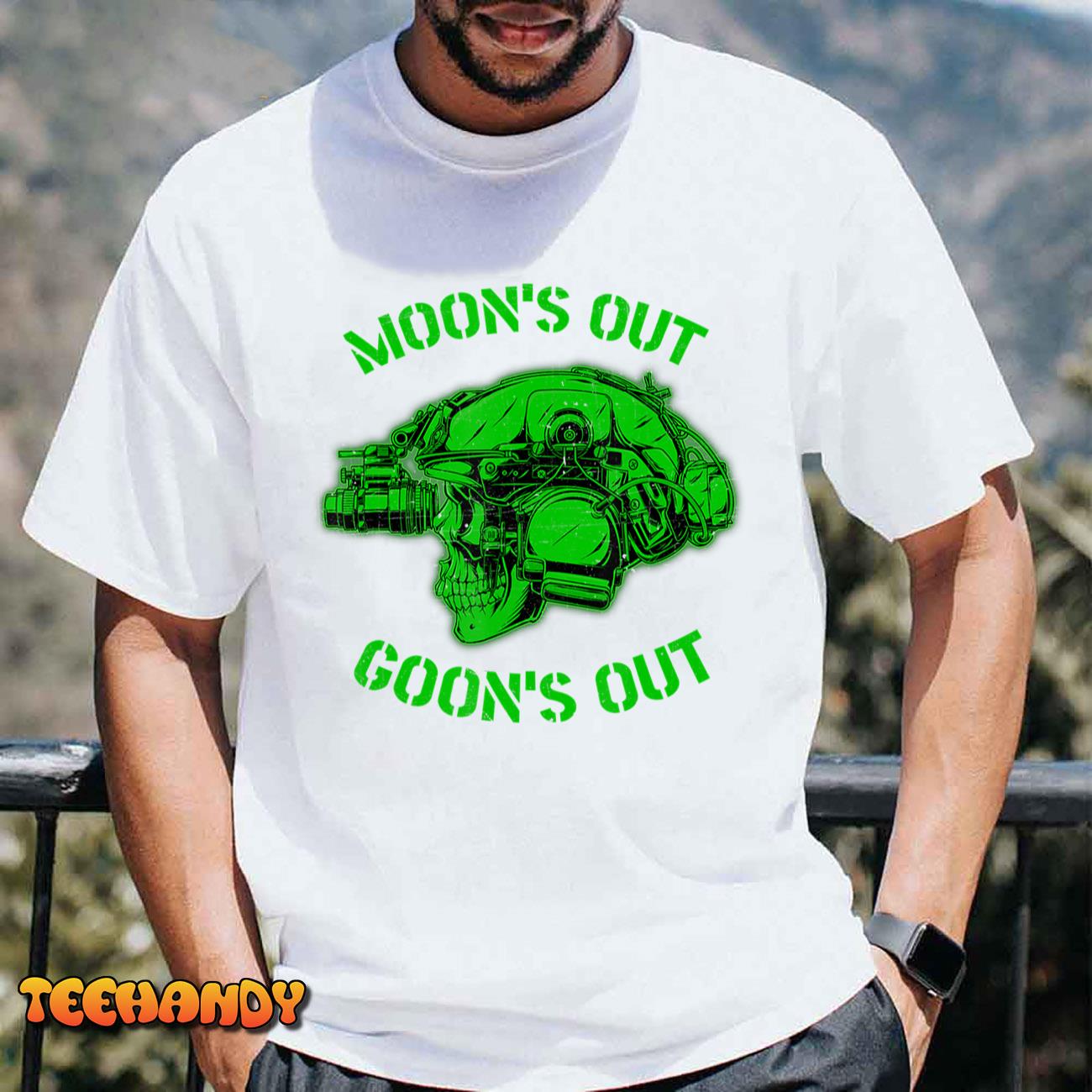 MOON’S OUT GOON’S OUT Skull Helmet NVGs Military Men’s T-Shirt