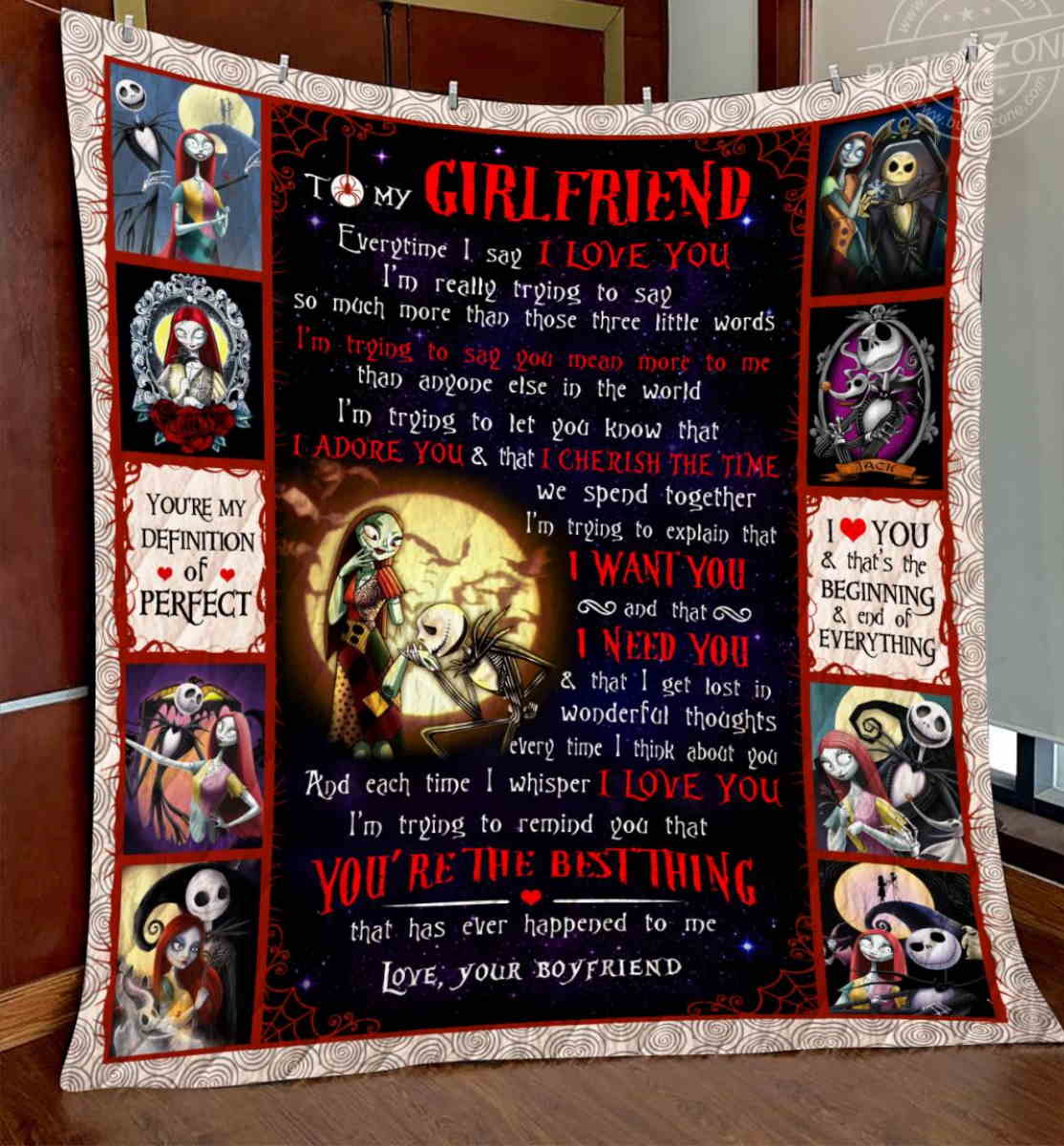 Nightmare Girlfriend Every Time Say Love You Quilt Blanket