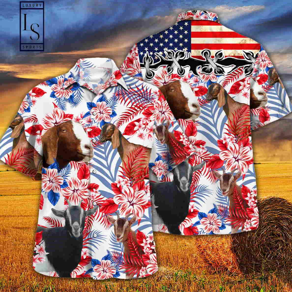 Nubian Goat Lovers United States Flag Hawaiian Shirt