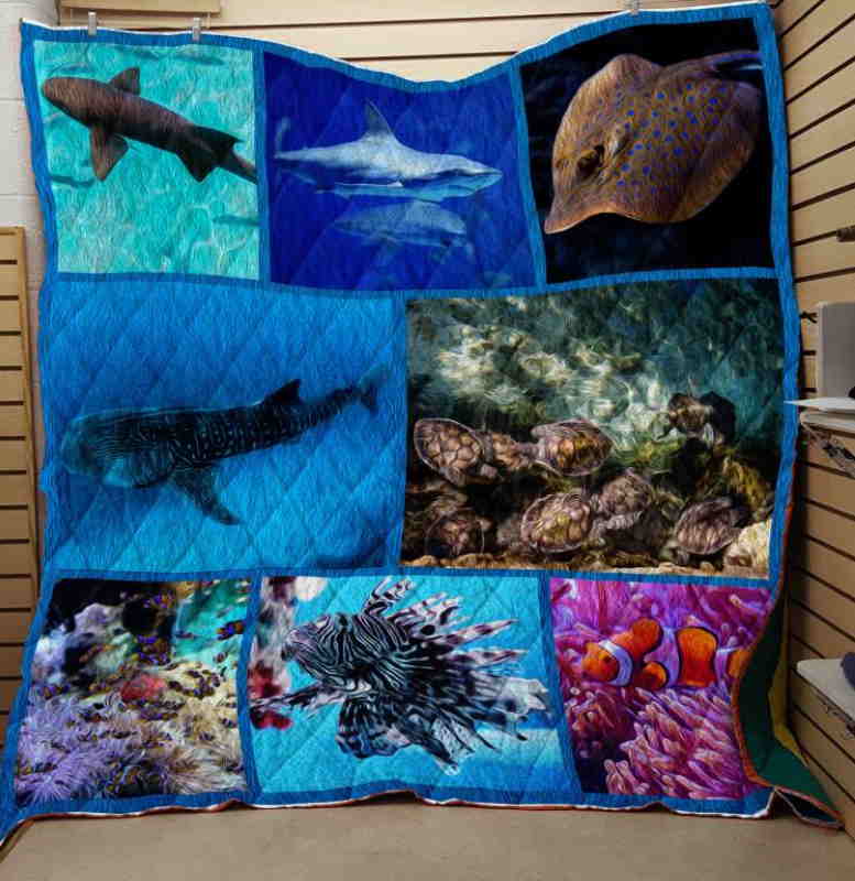 Ocean Style Fabric 3D Quilt Blanket