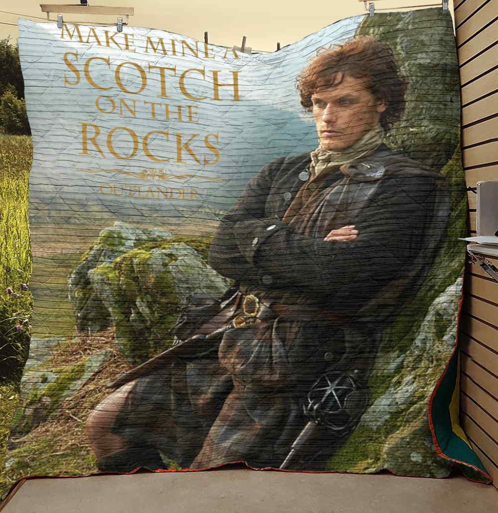 Outlander Tv Series Make Mine Scotch On The Rocks Quilt Blanket