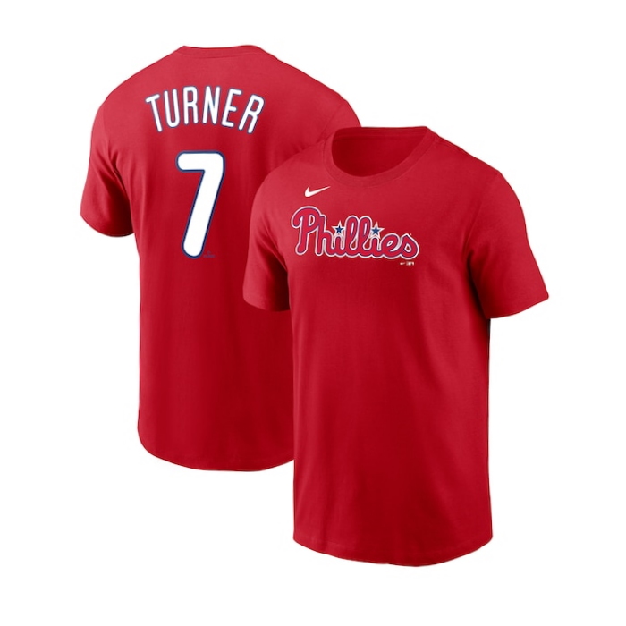 Philadelphia Phillies Trea Turner Nike Red 2023 Name & Number T-Shirt
