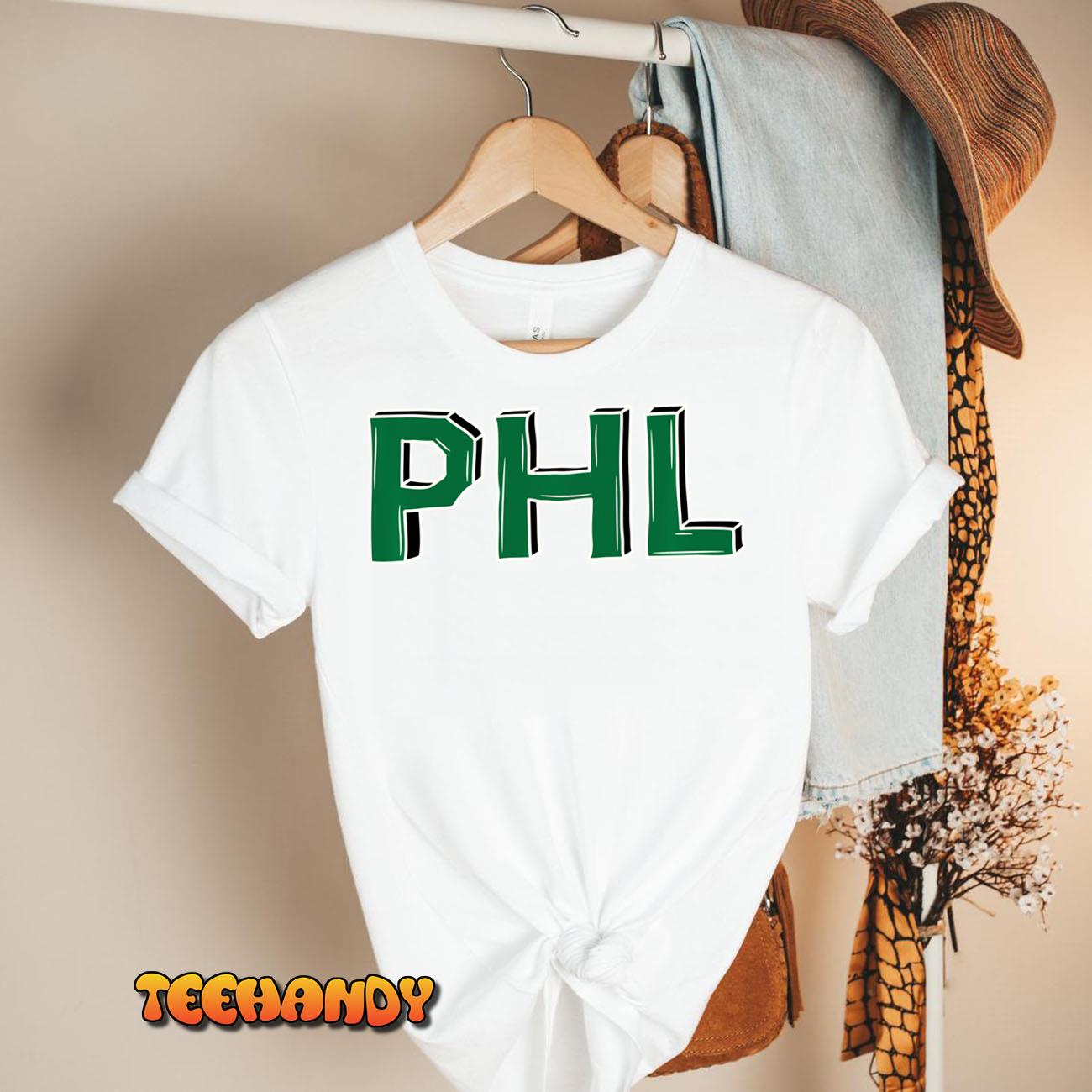 PHL Philadelphia Abbreviation Letters in Green Sweatshirt