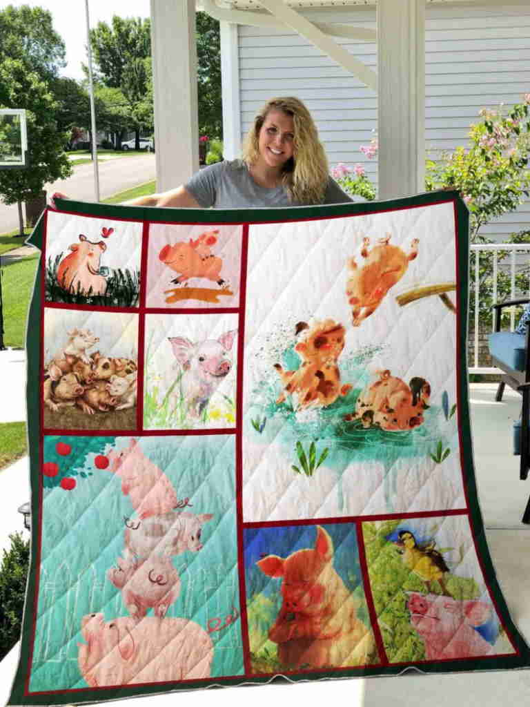 Pig Illus Quilt Blanket