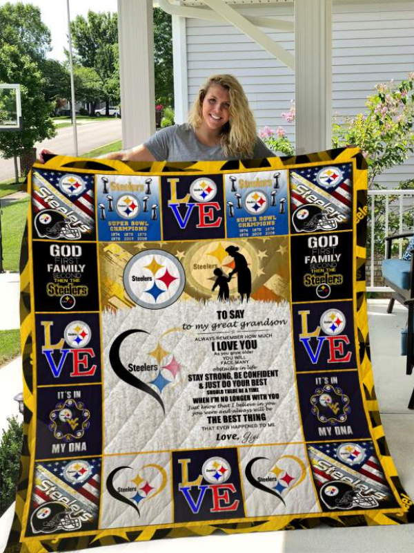 Pittsburgh Steelers To My Great Grandson Love Gigi Quilt Blanket