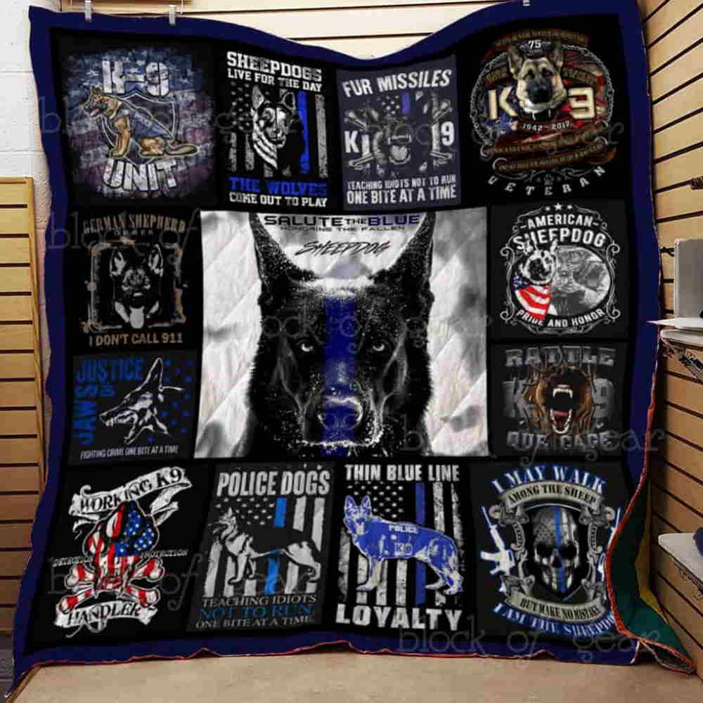 Police Dog Quilt Blanket