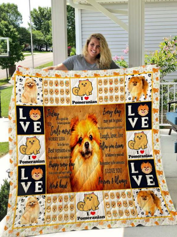 Pomeranian Dog 3D Quilt Blanket