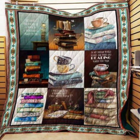 Reading Books And Coffee Quilt Blanket