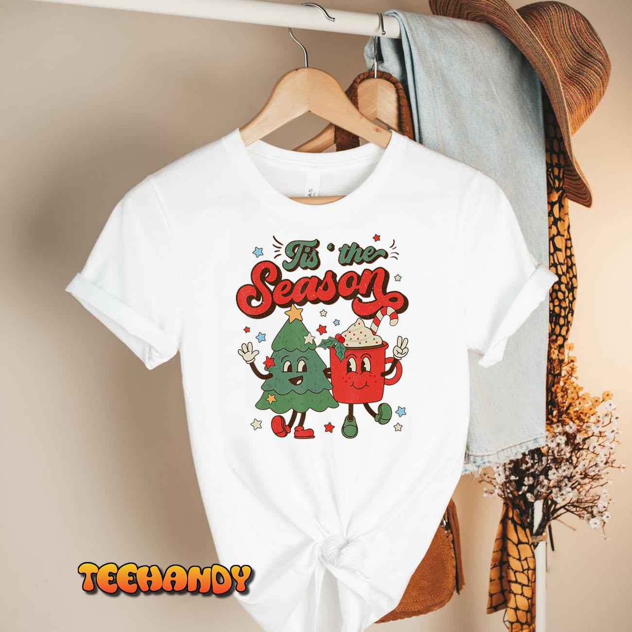 Retro Christmas Tis The Season Christmas Tree Coffee Latte T-Shirt