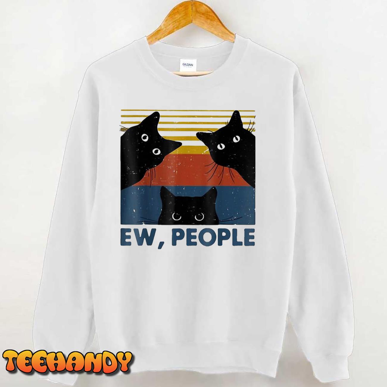 Retro Style Ew, People T-Shirt Funny Cat Introvert T-Shirt