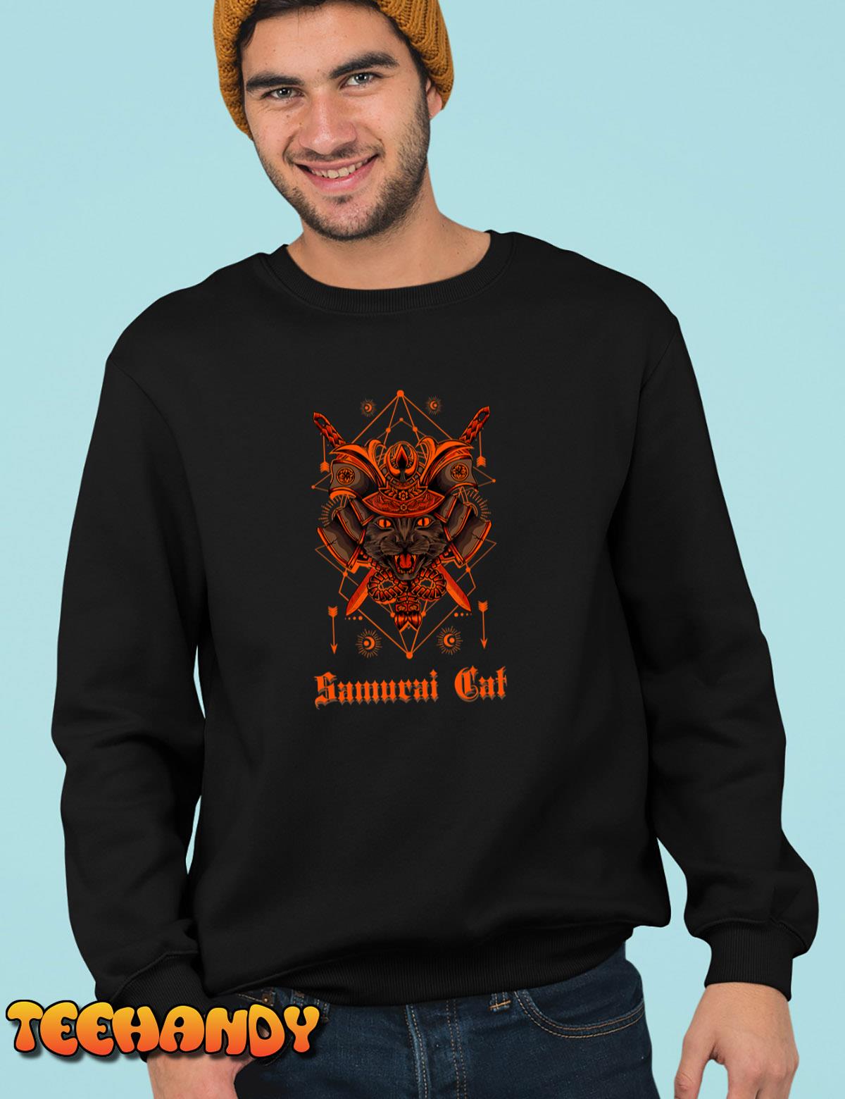 Samurai Cat, Funny Cat Design T-Shirt