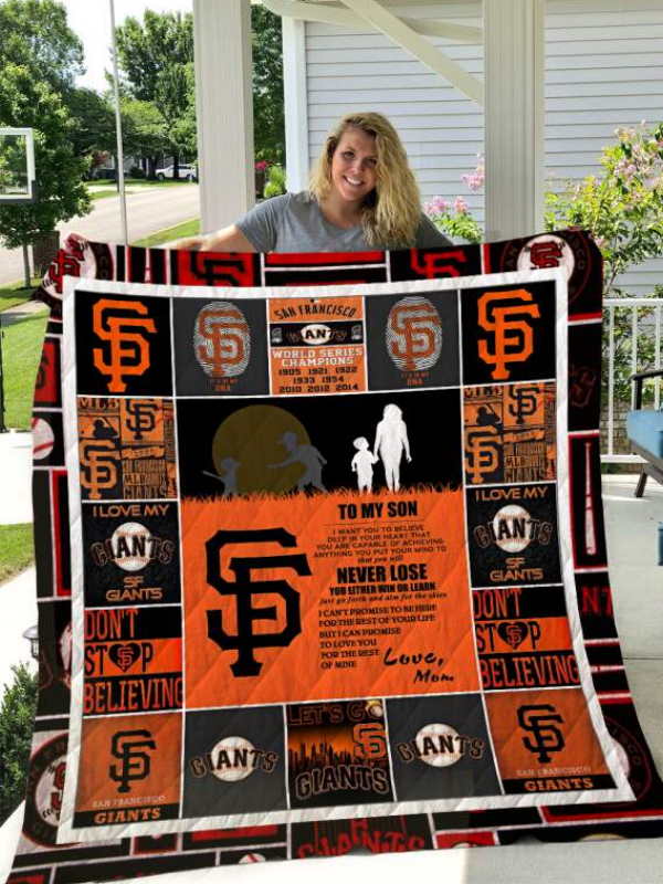 San Francisco Giants To My Son Love Mom Quilt Blanket