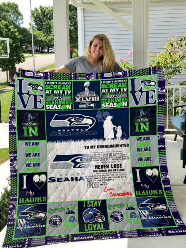 Seattle Seahawks To My Granddaughter Love Grandmom Quilt Blanket