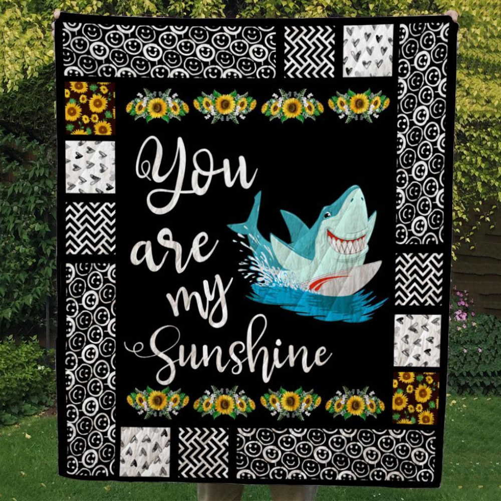 Shark You Are My Sunshine Quilt Blanket