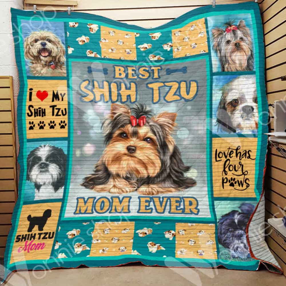 Shih Tzu Love Has Four Paws Quilt Blanket