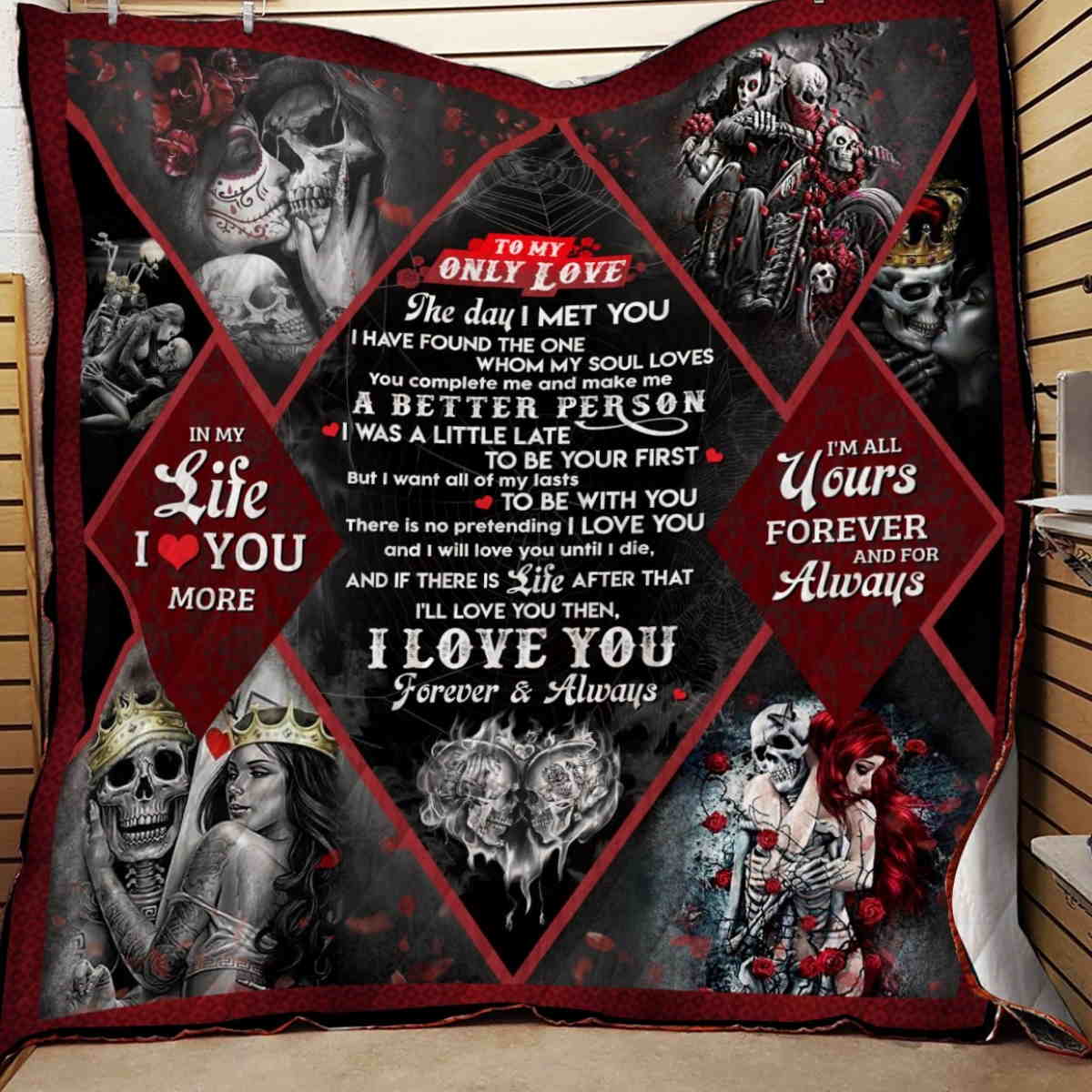 Skull In My Life Love You More Quilt Blanket