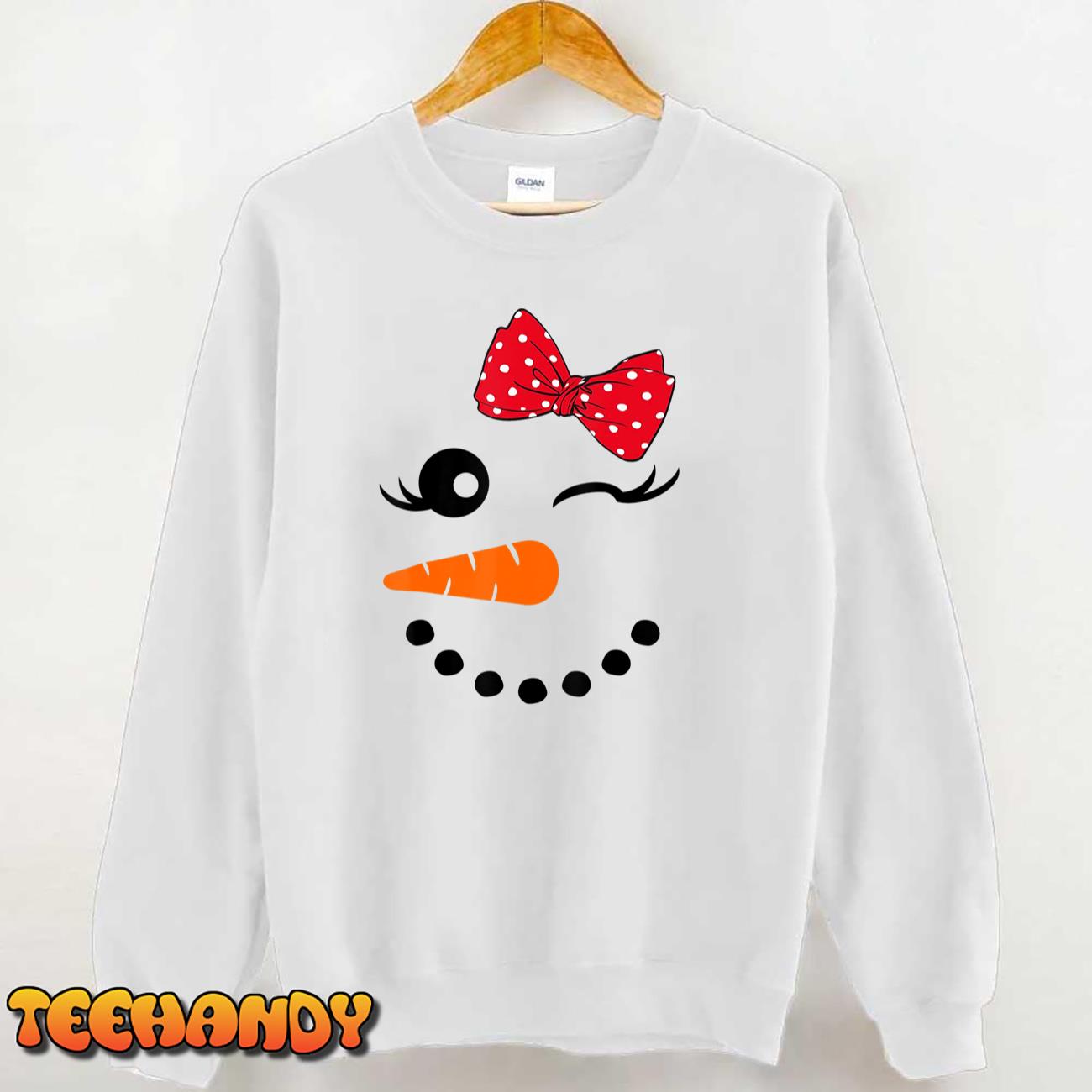 Snowman Girl Face For Girls Christmas Winter Cosplay Costume T-Shirt