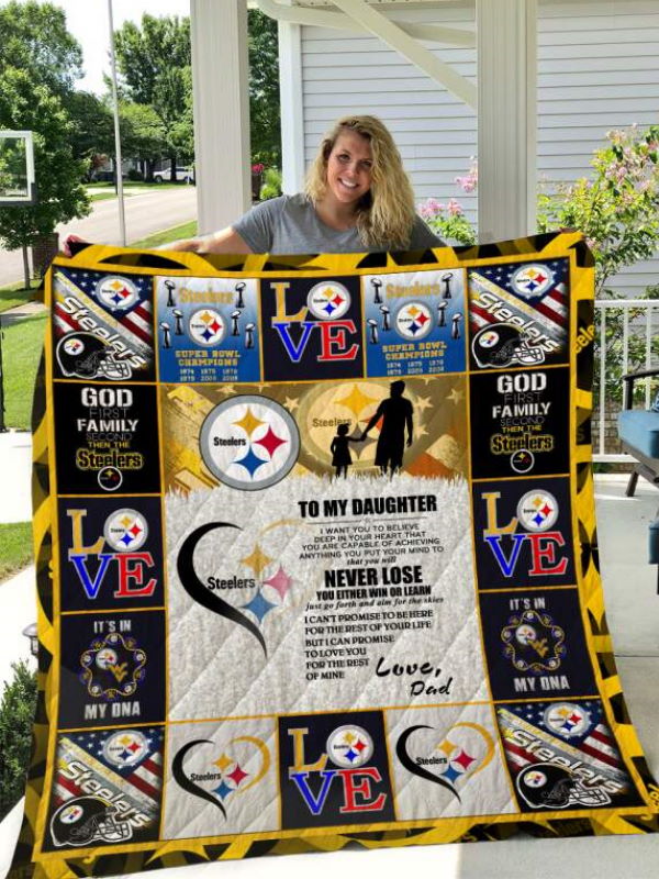 Steelers To My Daughter Love Dad Quilt Blanket