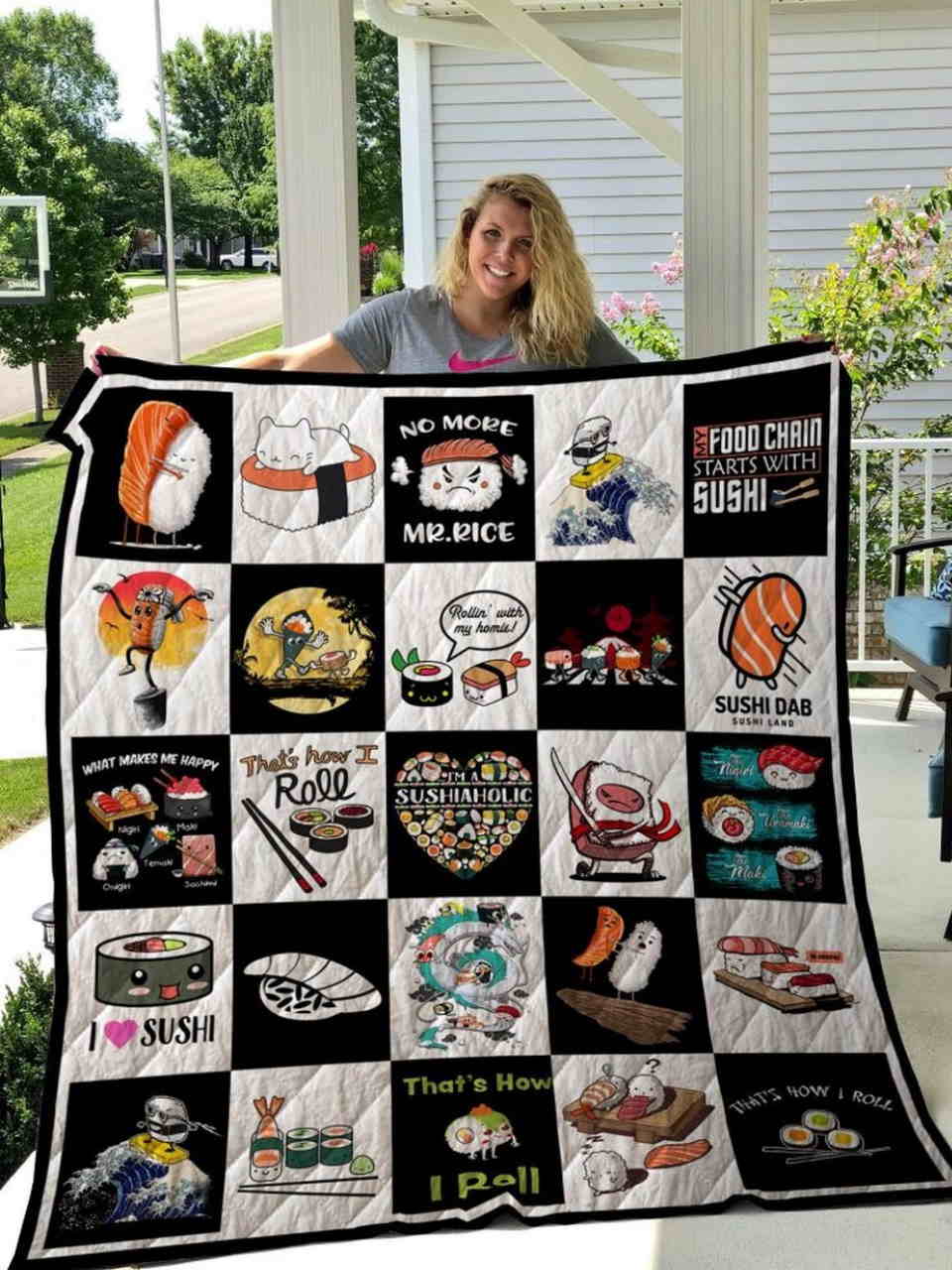 Sushi Funny 3D Quilt Blanket