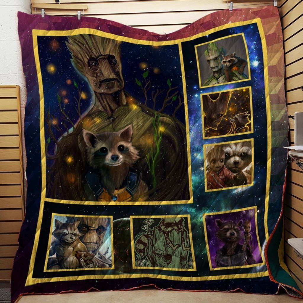 The Groot And The Rocket 3D Quilt Blanket