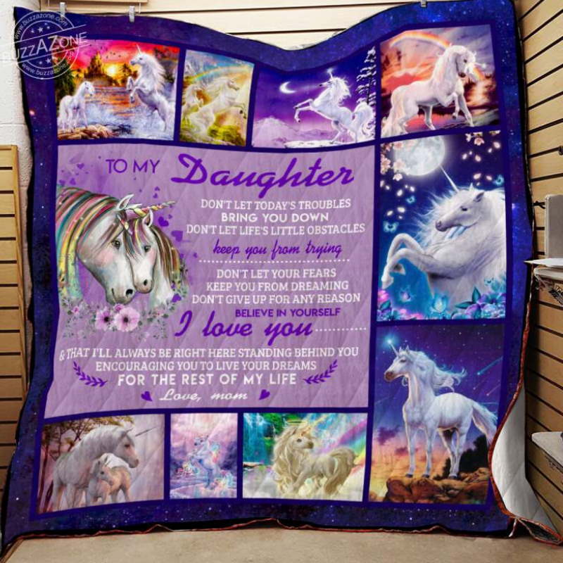 To My Daughter Don’T Give Up For Any Reason Unicorn Quilt Blanket