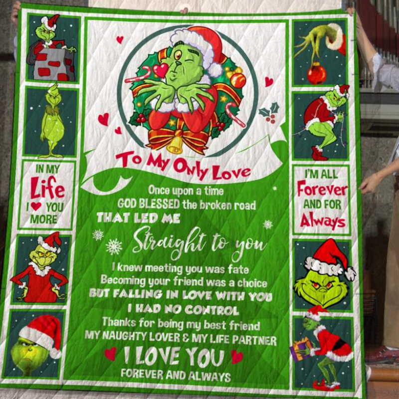 To My Wife Grinch All Over Printed Quilt Blanket