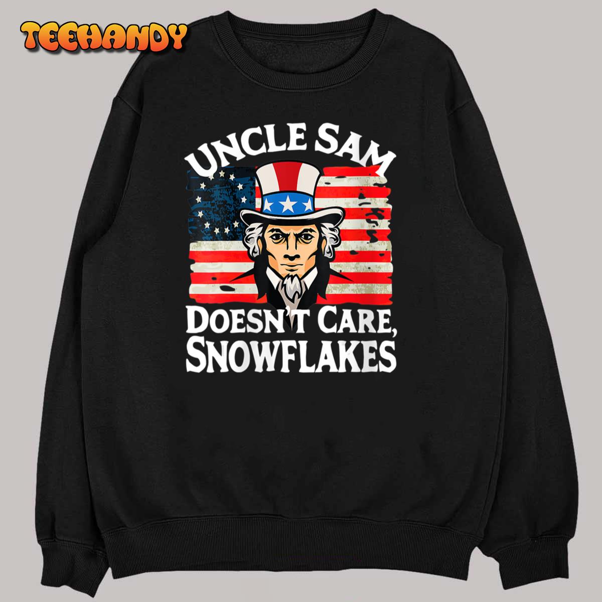 Uncle Sam Doesn’t Care Snowflakes American Flag T-Shirt