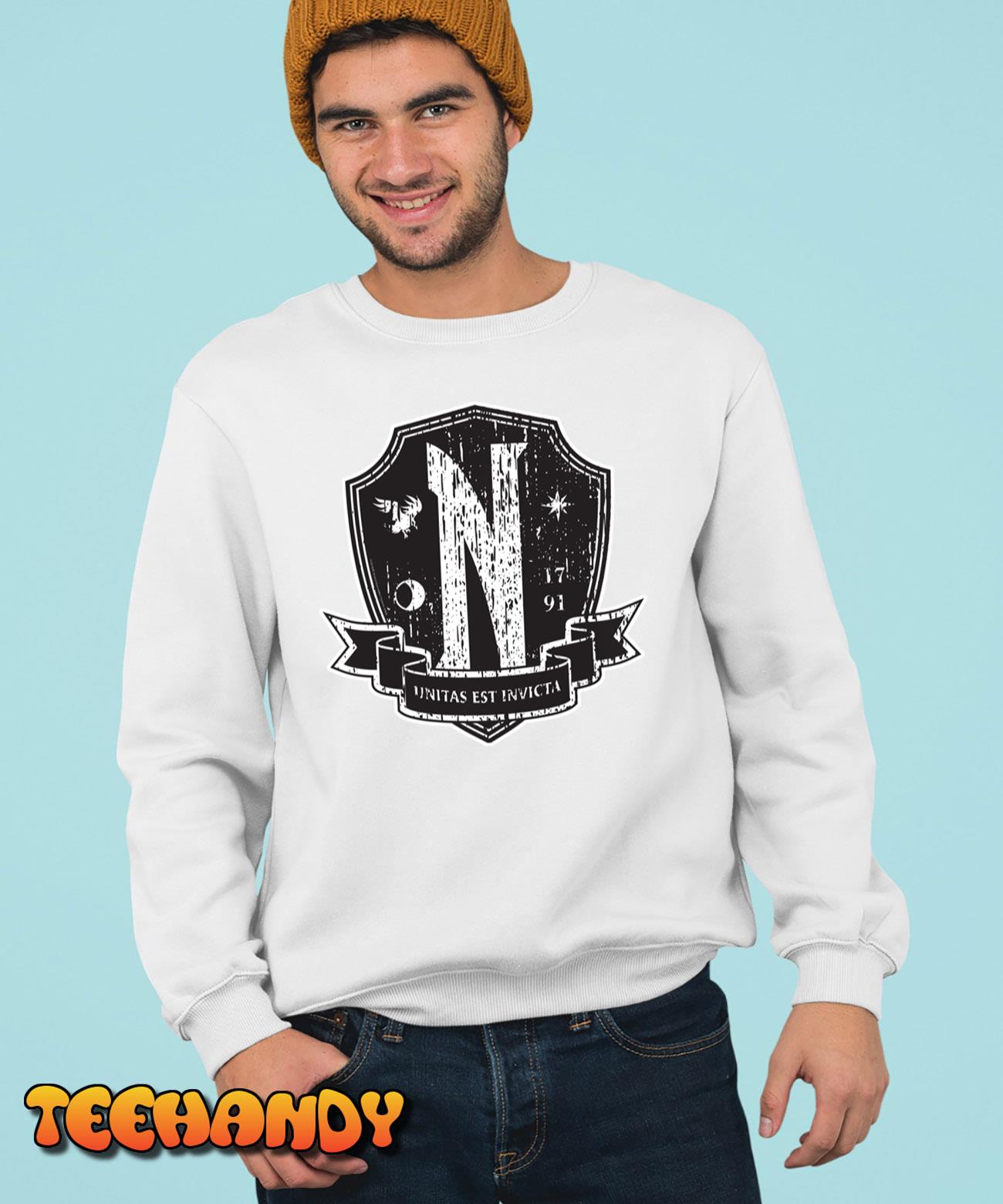 Wednesday Nevermore Logo Distressed Pullover Hoodie