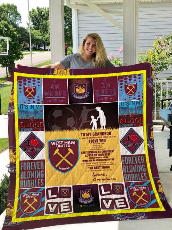 West Ham United F.C To My Grandson Love Grandmom Quilt Blanket