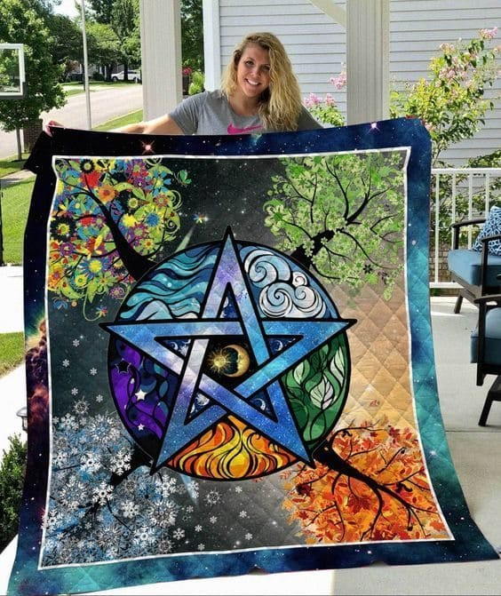 Wiccaceltic Tree Star Quilt Blanket