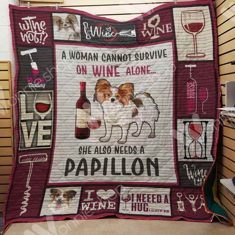 Wine And Papillon 3D Quilt Blanket