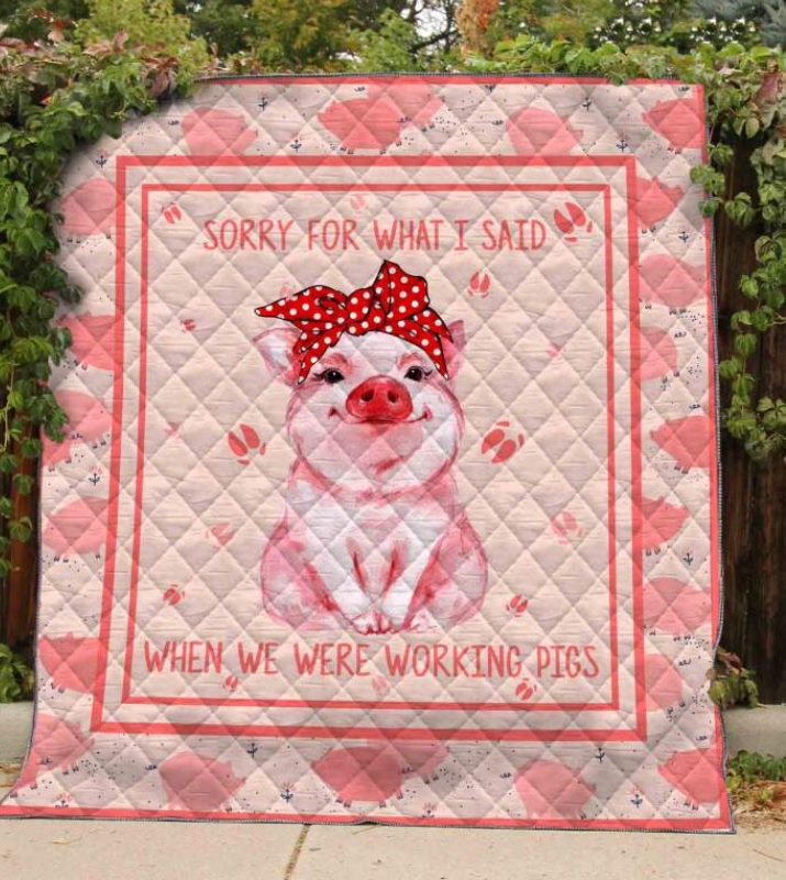 Working Pigs 3D Quilt Blanket