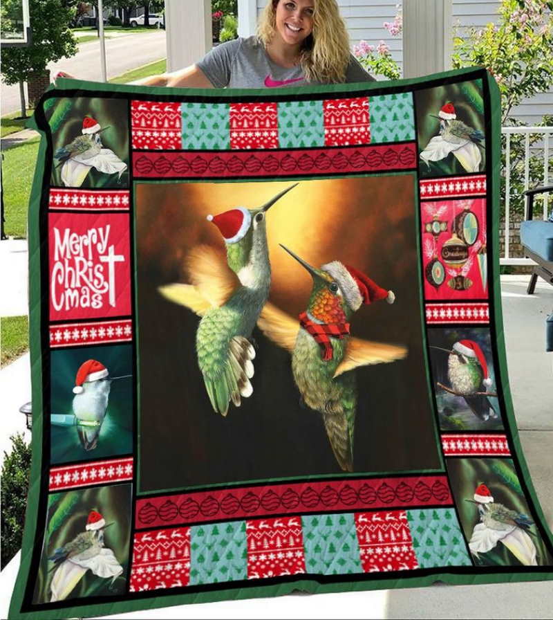 Xmas Hummingbird Quilt Blanket