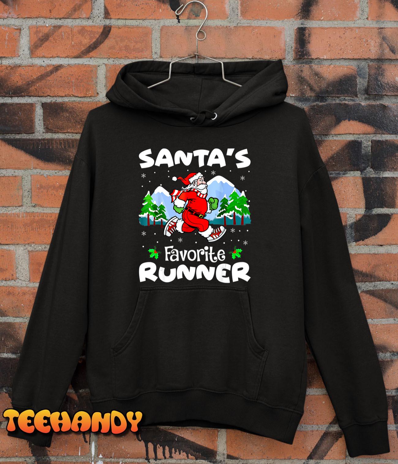 Xmas Santa’s Favorite Runner Funy Running Lover Christmas T-Shirt