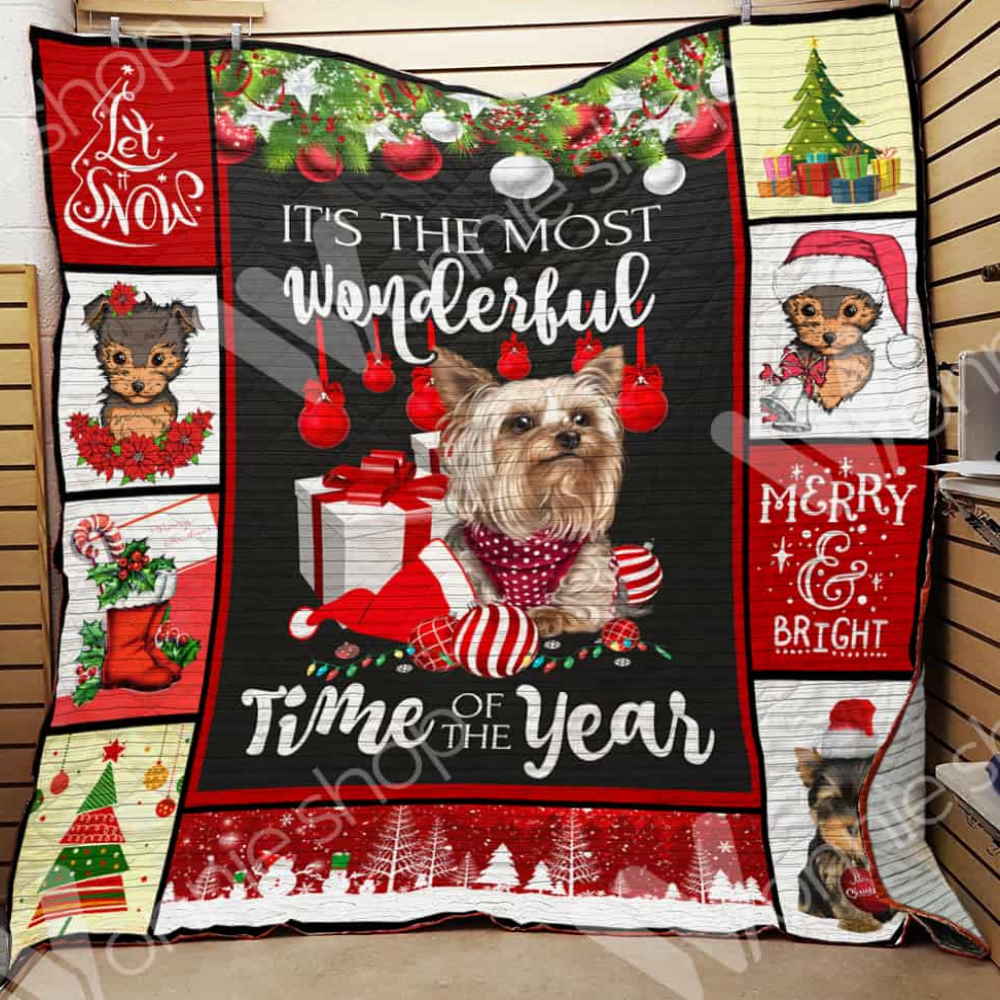 Yorkshire Terrier Christmas Little Dog Quilt Blanket