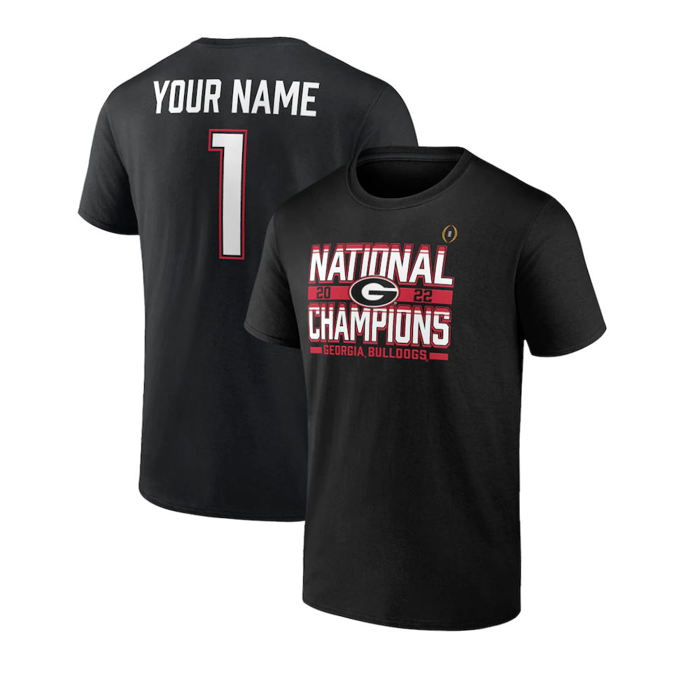 #1 Black Georgia Bulldogs College Football Playoff 2022 National Champions Personalized T-Shirt